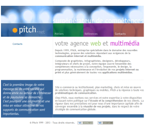 Home page du site de l'agence Pitch.net